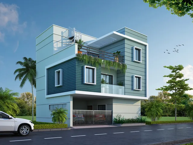 5 BHK North-East-facing exterior render
